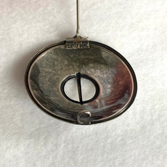 VTG 813H Silver Finland Kultateollisuus Ky Modernist 1.55" Round Domed Brooch - Picture 12 of 16